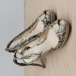 COACH MARITZA Snakeskin Espadrille Platform Wedges Slingback Women's Sz 5B EUC